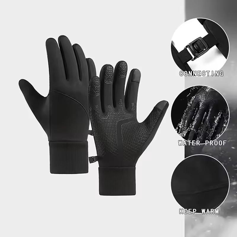 Winter Outdoor Warm Full Finger Gloves for Unisex Cycling Sports Waterproof and Anti Slip Gloves Touch Screen Thickened and Warm