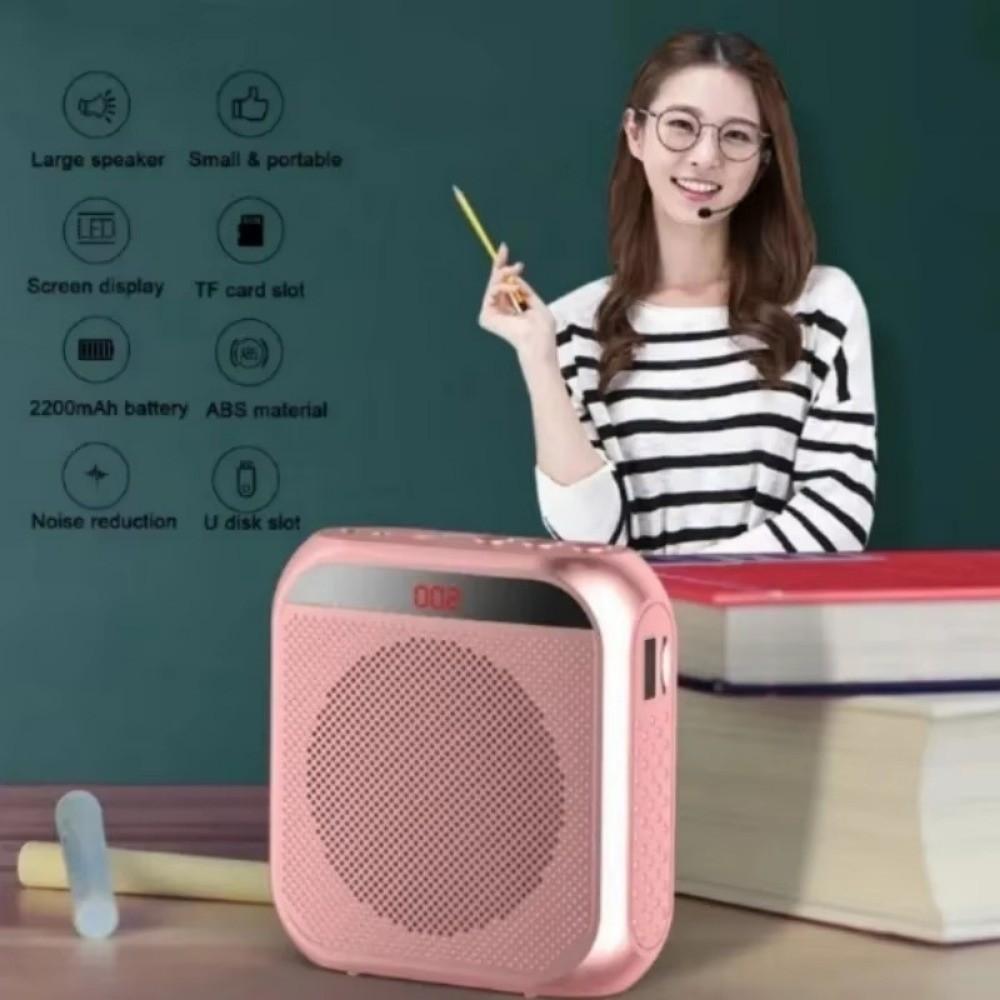 Rechargeable Wireless Voice Amplifier With Microphone Audio Speaker Presentation