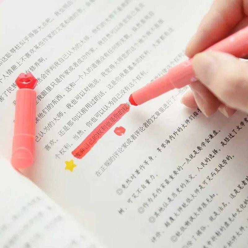 12/6pcs/Cute Stamp Highlighter Marker Pen for Reading DIY Scrapbooking Stationery Material School Supplies
