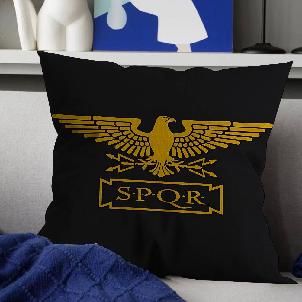 Roman SPQR Printed Pillow Covers Cartoon Sofa Decorative Home Doublesided Printing Short Plush Cute Cushion Cover
