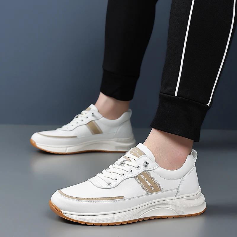 Уличная мода повседневные черно-белые кроссовки летняя обувь мужская на шнуровке из натуральной кожи плоские туфли мужская обувь класса люкс