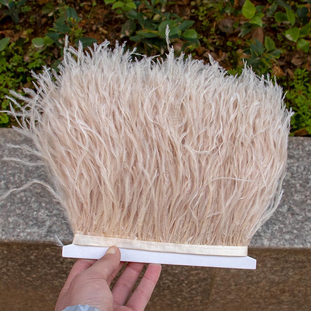 8-10 см Страусиная отделка Хаки Перьевая лента Бахрома для шитья Высокое качество Plumas Поделки Костюмы Украшение для вечеринки