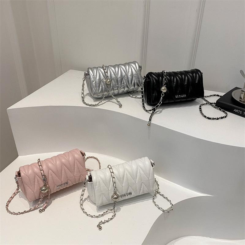 Underarm Bag New Trendy and Fashionable Wrinkled Bag French Niche Chain Bag Women's Casual Square Bag Crossbody Bag