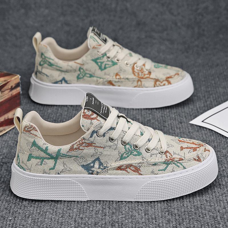 Модные мужские новые дышащие парусиновые туфли корейского производства, модная повседневная спортивная обувь, универсальная легкая мягкая подошва, нескользящая обувь для доски