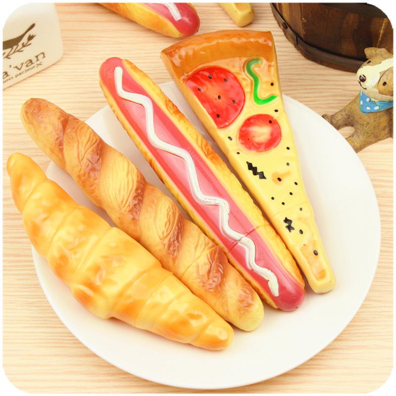Creative Pizza and Hot Dog Bun Shaped Ballpoint Pen with Refrigerator Magnet - Student Gift Neutral Pen