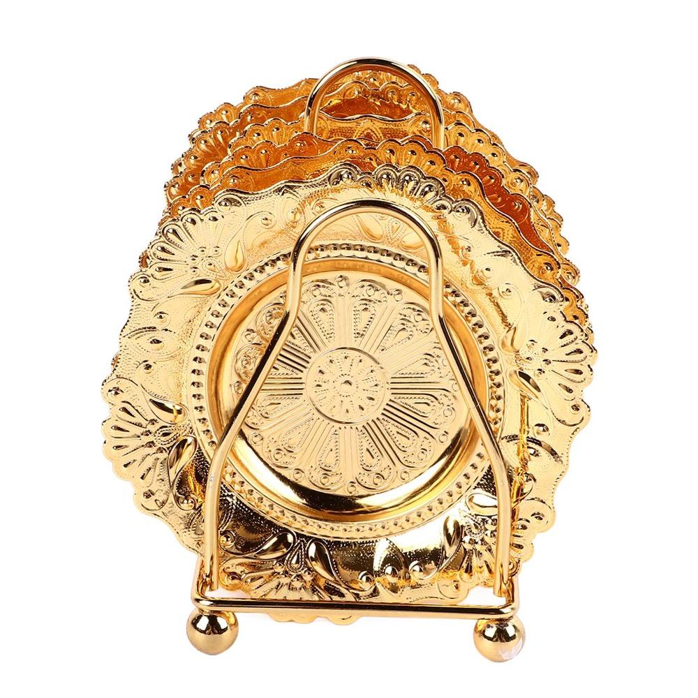 7PCS Gold Drink Coasters Set Iron Coasters with Holder Coasters Table Coasters Set For Home