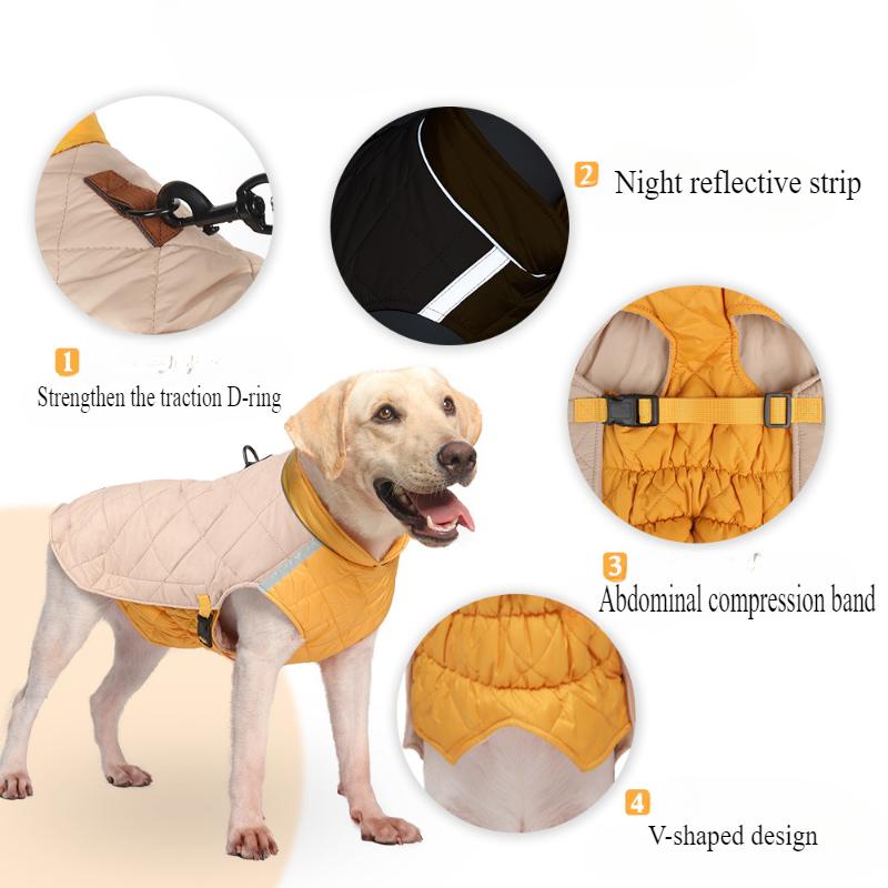 НОВАЯ Зимняя одежда для собак на заказ Утепленная одежда для питомцев со светоотражающими полосами Хлопковая куртка для щенка Декоративная куртка для питомца