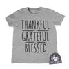 Kids Thanksgiving T-Shirt, Thankful Grateful Blessed Tee