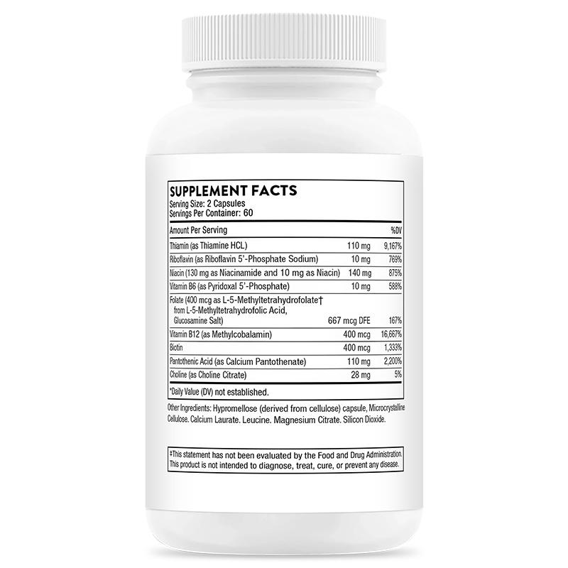 Didacat High-Potency Vitamin B Complex Supplement with Active B1, B2, B3, B6, Methyl B12, L-Methylfolate, Biotin, Pantothenic Acid & Choline, 120 Caps