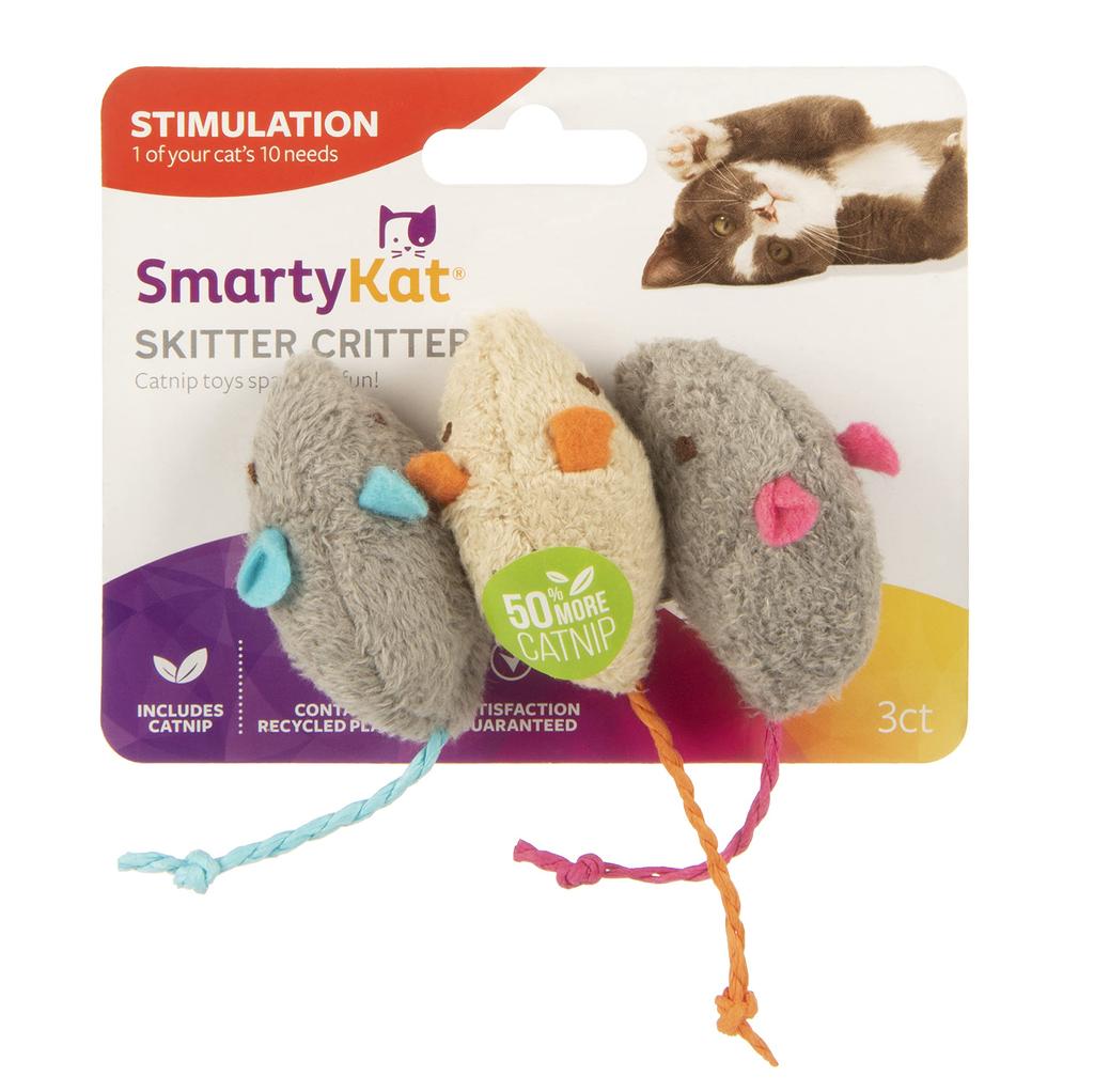 Игрушки для метания мышей Worldwise SmartyKat SkitterCritters с кошачьей мятой (3-Pack)