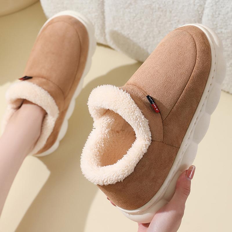 2025 Winter Platform Plush Slippers Women Comfy Soft Sole Cotton Indoor Shoes Woman Non Slip Windproof Warm Snow Boots Female
