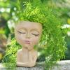 Yousheng Face Planter Pot with Drainage Hole Resin 3D Women Head Figurine Flowerpot Indoor Outdoor Plants Container Home Balcony Garden Decoration