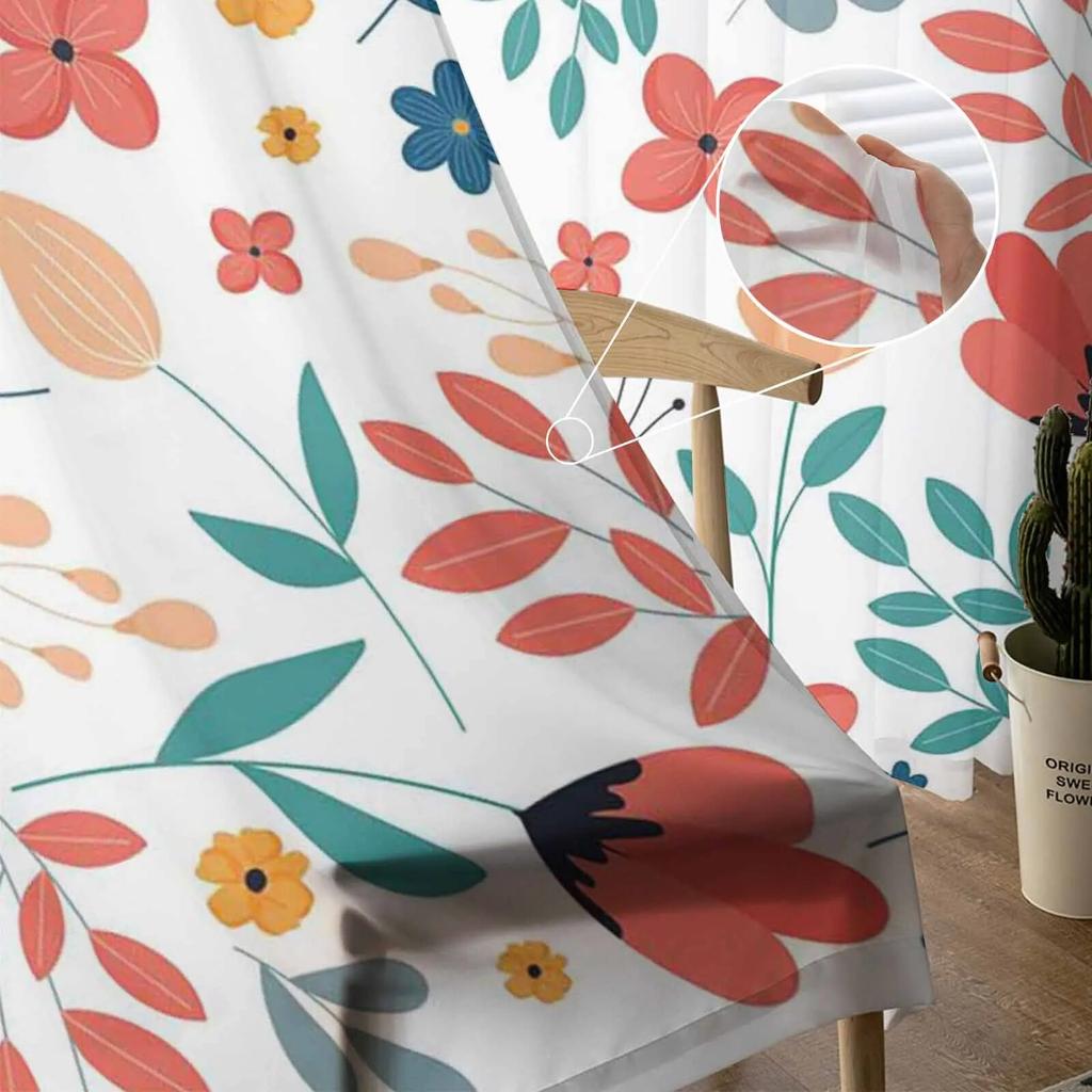 Пасхальные весенние цветы занавеска Тюль Декоративные прозрачные шторы для гостиной Спальня Кухня Отель Домашние оконные панели