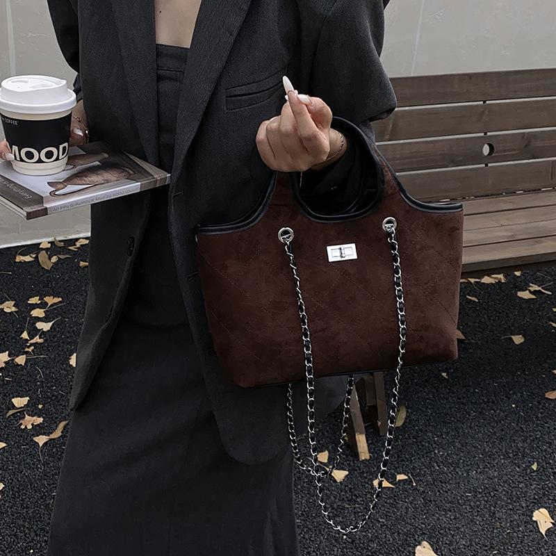 Вместительная сумка-тоут для поездок на работу, Ретро замшевая сумка подмышку, Повседневная одноплечевая сумка