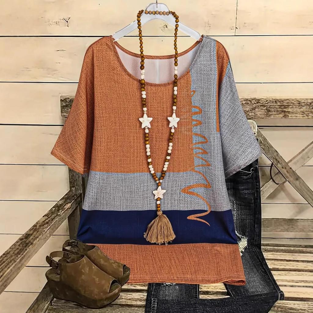 XL-7XL Большой размер Универсальный модный трендовый пуловер с принтом Футболка с короткими рукавами Топ