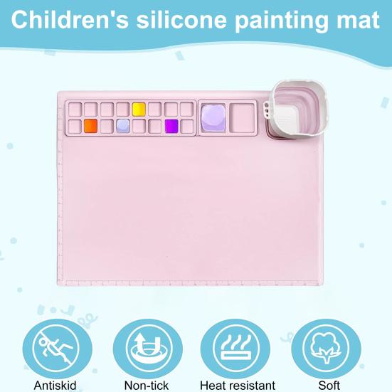Силиконовый коврик для рисования с чашкой для чистки, эффективная палитра для смешивания, коврик для рисования, коврик для граффити для детей, художников