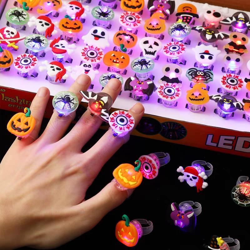 Halloween Light-Up Pumpkin Ghost Ring: Kids' Toy & Gift, Kindergarten Activity Decoration, Student Reward