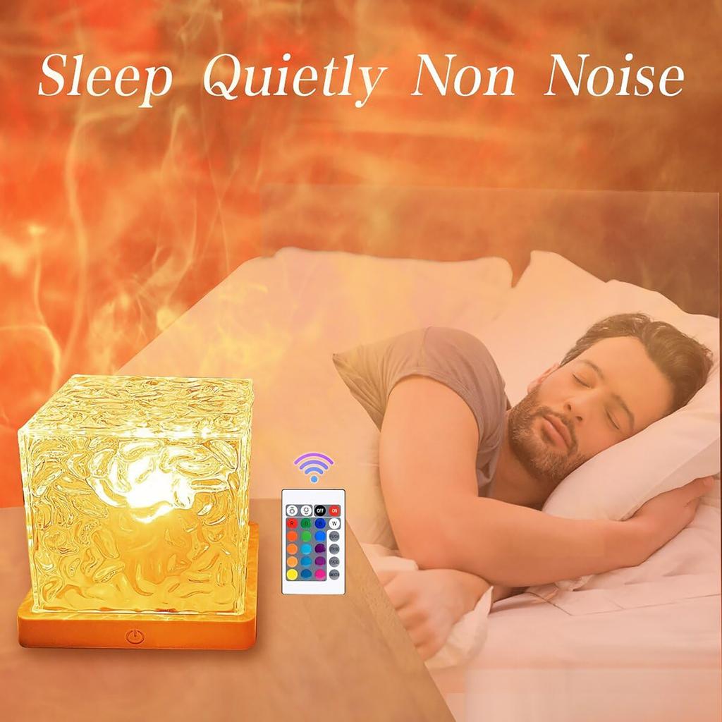 Лампа для проектора, проекторный свет, 16 цветов, плавно вращающееся пламя, водяной светильник, кубический ночник с пультом дистанционного управления