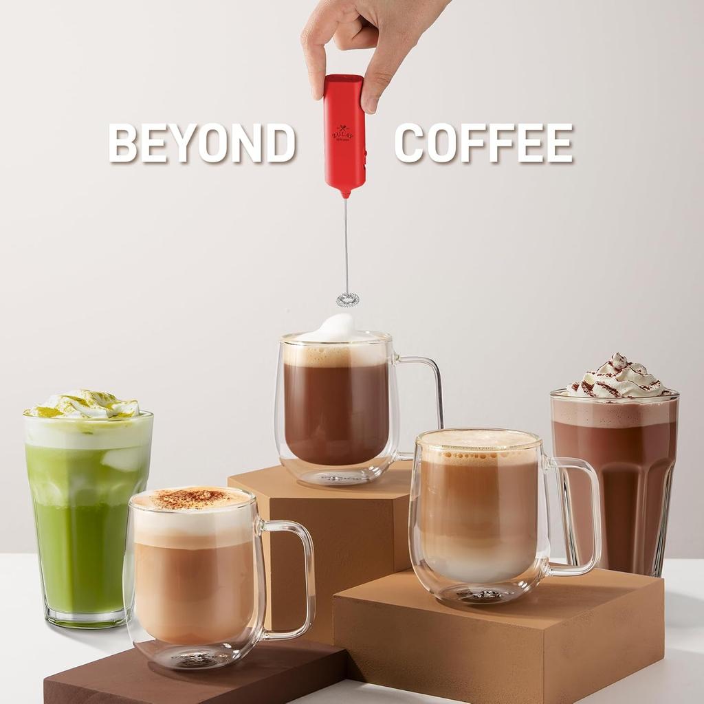 Mini & Mighty Milk Frother Wand – Powerful Handheld Coffee Frother, Battery Operated Drink Mixer – Compact Pocket Size – Detachable Whisk for