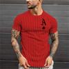 Men's Retro T-shirt Summer Men's 3D Striped Printed Short Sleeved Top