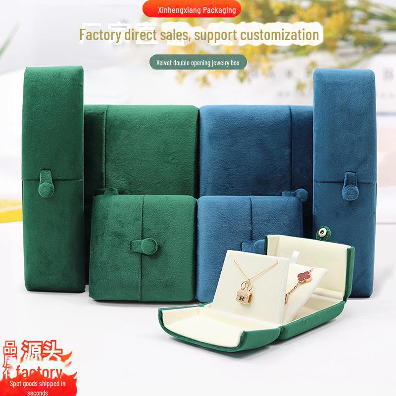 Velvet Dual-Opening Jewelry Box for Rings, Bracelets, Necklaces, and Sets