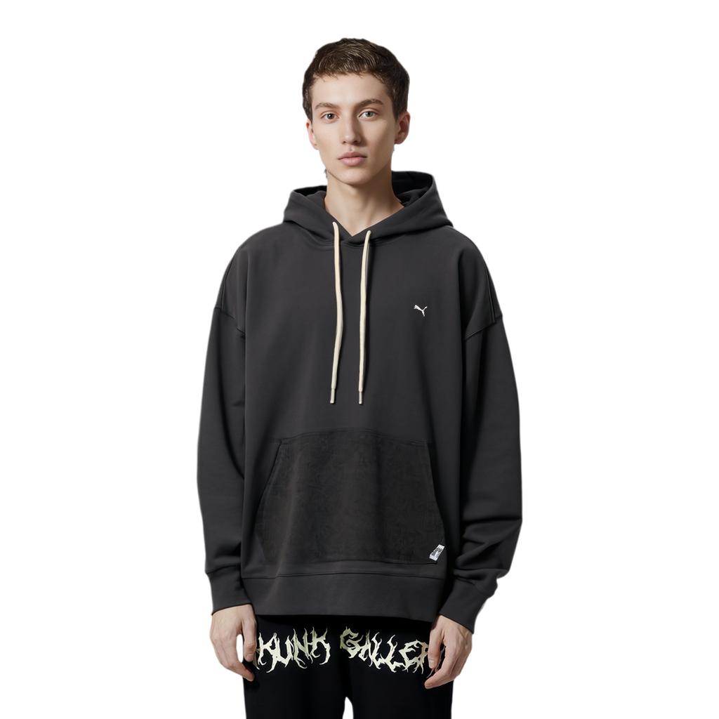 Puma Mmq Hoody Splicing Loose Casual Hooded Long Sleeve Sweatshirt Unisex Sweatshirt Charcoal-Black 623053-13