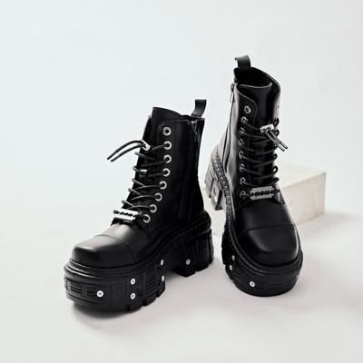 Женские темные мотоциклетные ботинки Heavy Metal Martin Boots Spring Shoes