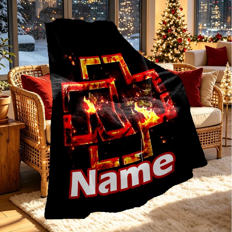 Custom Name Personalized Rammstein Print Blanket, Home Decor, Bedroom, Sofa, Camping, Couch, Gifts for Birthday Christmas