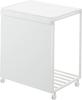 Yamazaki Jitsugyo 1820 Blindfold Separation Dust Wagon with Lid 45L 2 Separations White W52 X D44 X H60cm Tower Trash Can with Handle and Casters