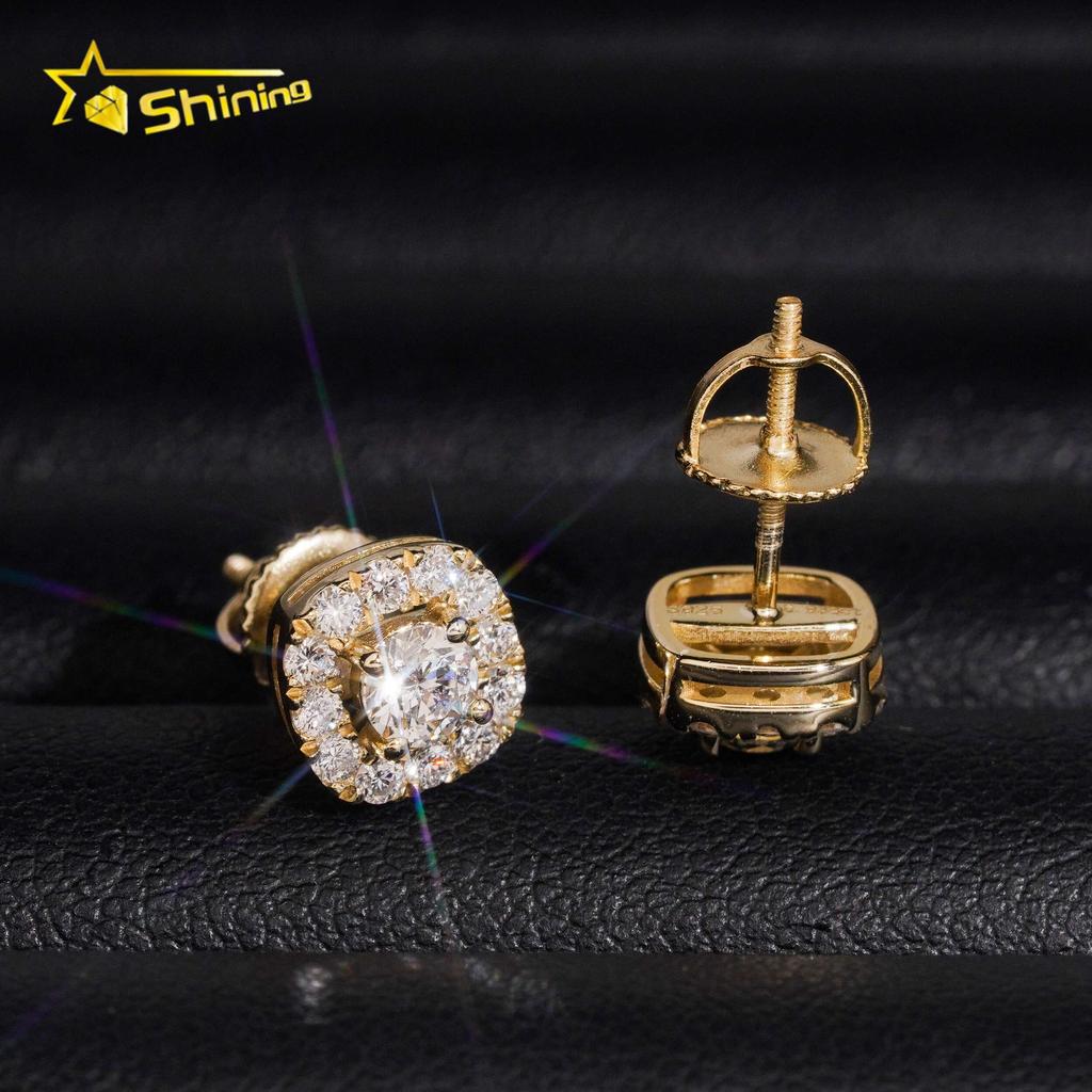 IGI Certificate Classic Style Men Jewelry 925 Sterling Silver 8mm Square Halo Lab Grown Diamond Lab Diamond Stud Earrings