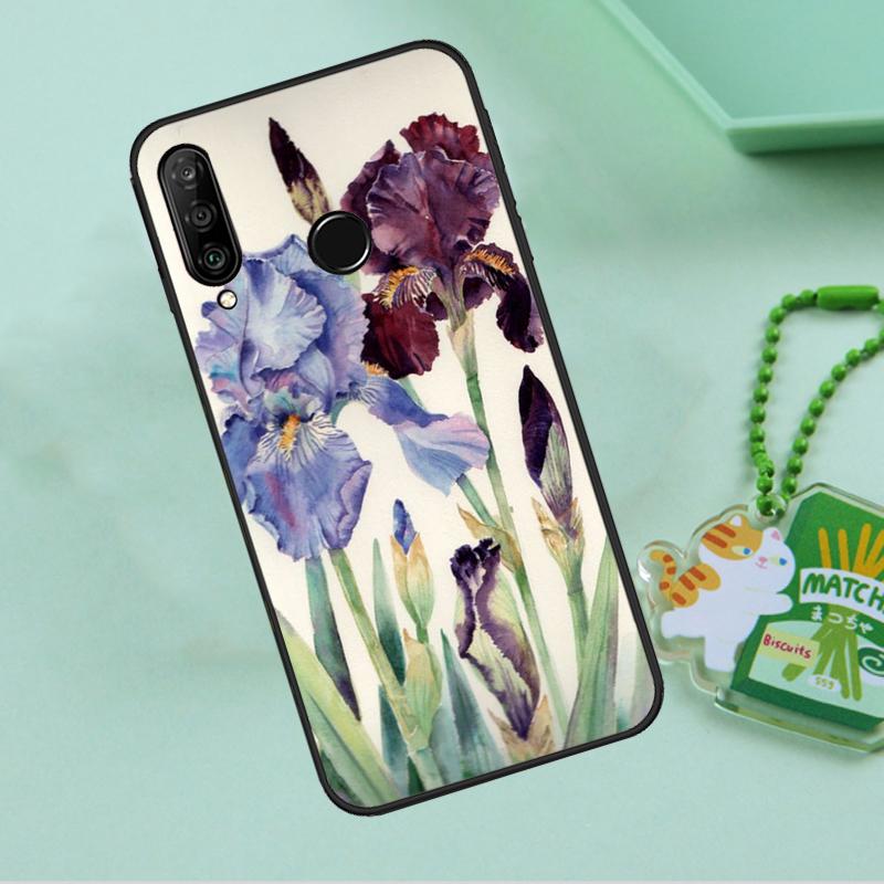 Iris Purple Flower Watercolor For Huawei Nova 10 9 SE 5T 12s 12i 11i Y91 Y90 Y60 Y70 Y72 Y61 P20 P40 P30 Lite P60 Pro Case