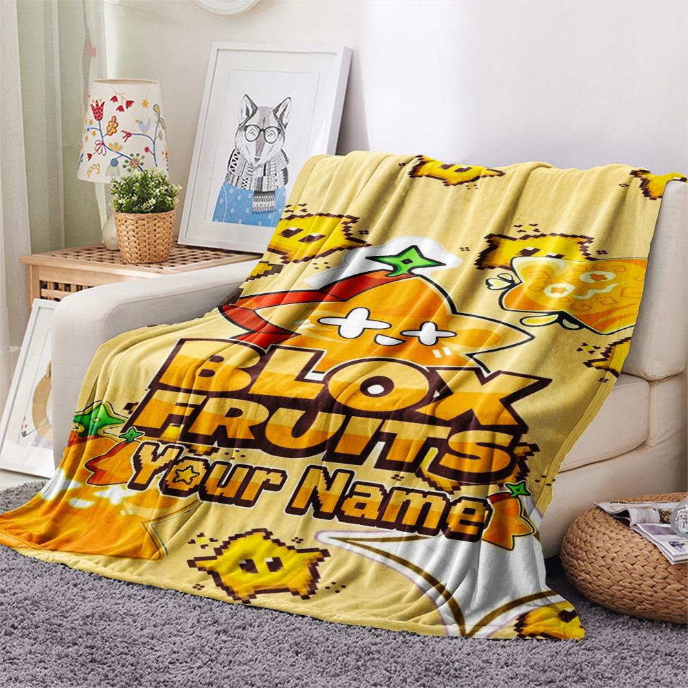 1PC Bloody Fruits Adventure Custom Name Patterned Flannel Blanket Suitable For All Seasons For Home Decor Warmth And Comfort Gifts Holiday Present