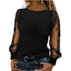 Women's Mesh Long Sleeve Round Neck Casual Plus Size T-Shirt