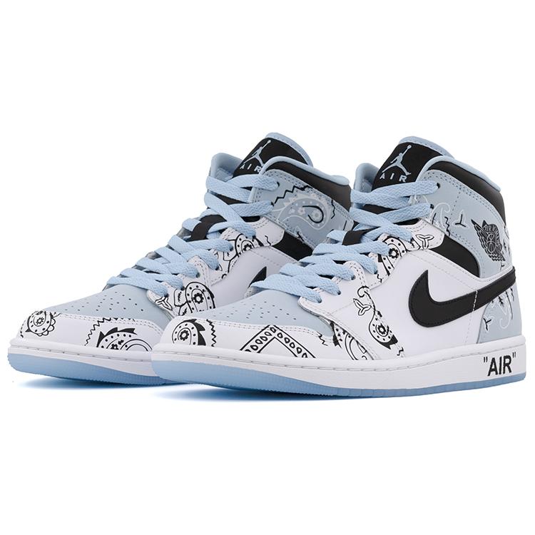 Jordan Кроссовки Air Jordan 1 Mid Skateboard Мужские Черно-Бело-Синие DV1308-104(Команда-А)-Случайные упаковочные пакеты