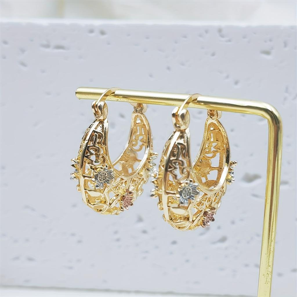 [Элегантные серьги] Элегантные серьги-капли с полым цветочным узором для женщин | Универсальная модная бижутерия на каждый день и для вечеринок, подвеска, цветок