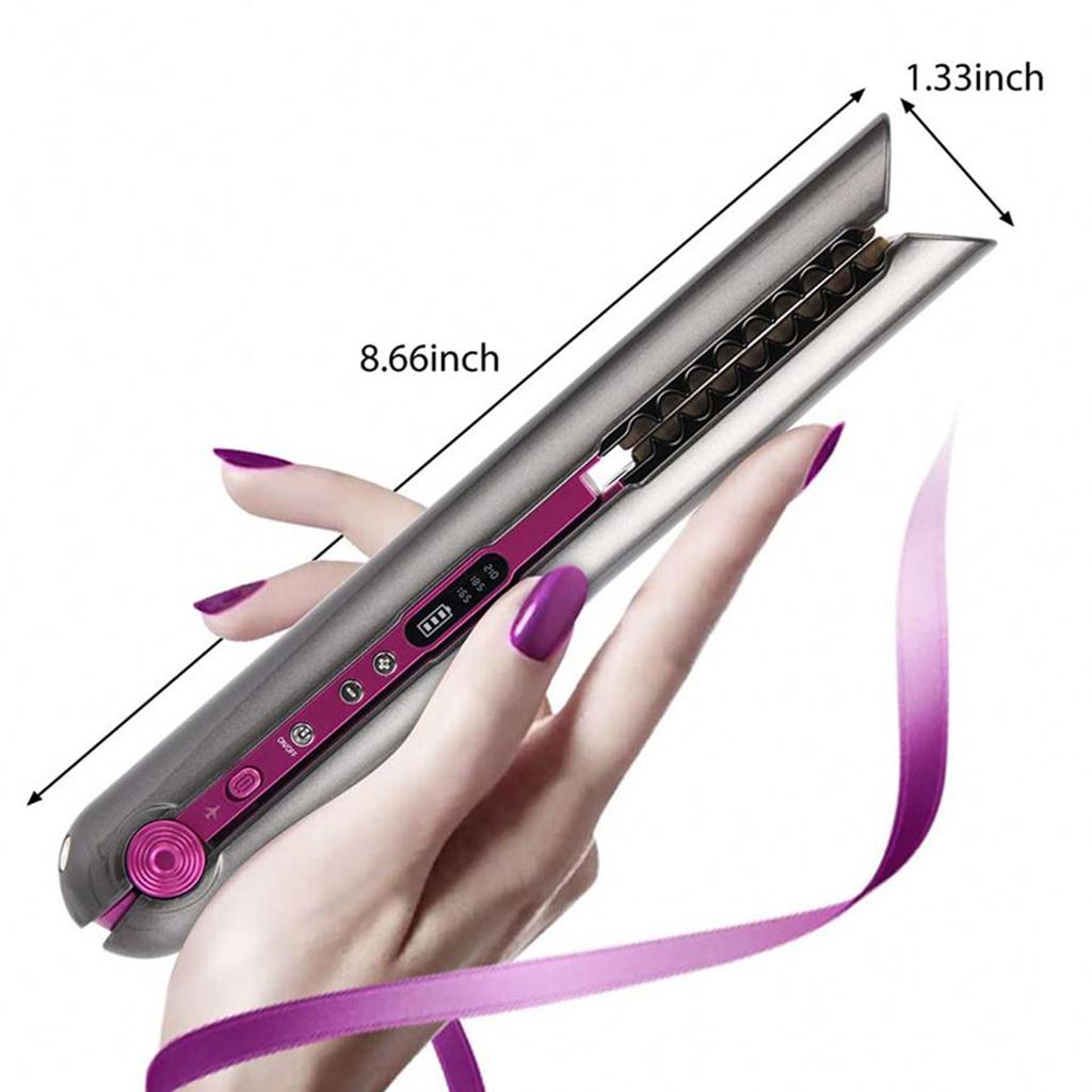 Flat Iron Mini 2 IN 1 Roller USB 4800mah Wireless Hair Straightener with Charging Base Portable Cordless Curler Dry and Wet Uses
