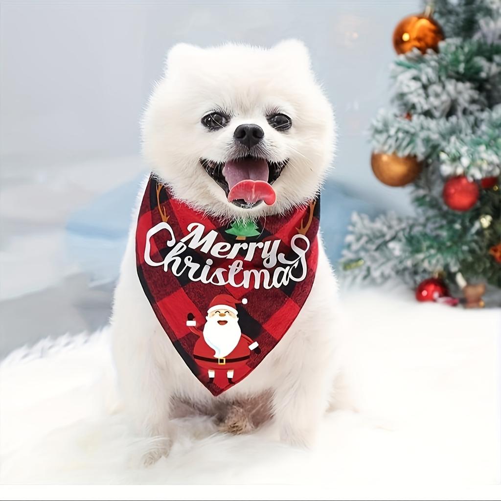 Christmas Dog Bandana with Santa & Snowman Design- Adjustable Holiday Pet Headband,Festive Pet Accessory,Dog Christmas Clothes