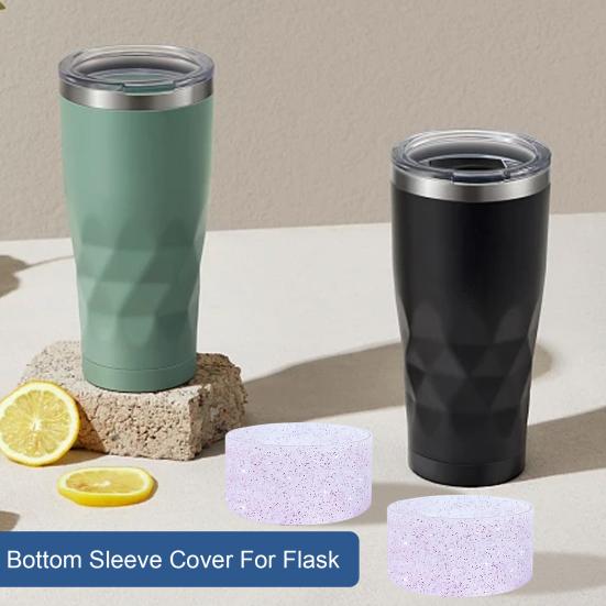 Блестящий силиконовый чехол для бутылки с водой, нескользящая изоляционная защита дна чашки, защита от ожогов