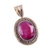 Red Ruby(Simulated) Handmade 925 Sterling Silver Two Tone Pendant 1.50" J8W48