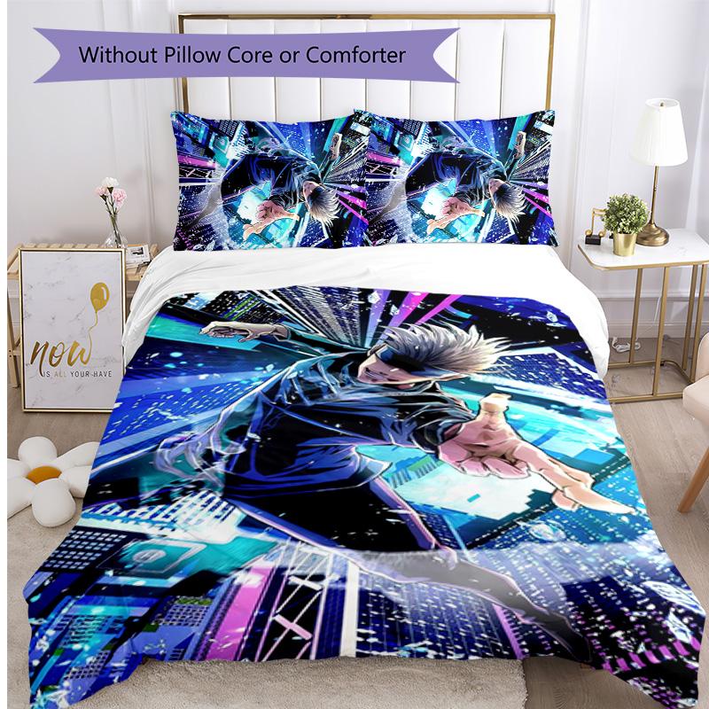 Gojo Satoru Pattern Printed 3PCS Bedding Set, Soft Skin-Friendly Washable Duvet Cover & Pillowcases Set