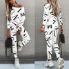 GMXIA Autumn Women's Long-sleeved and Long-pants Casual Set with Letter Prints