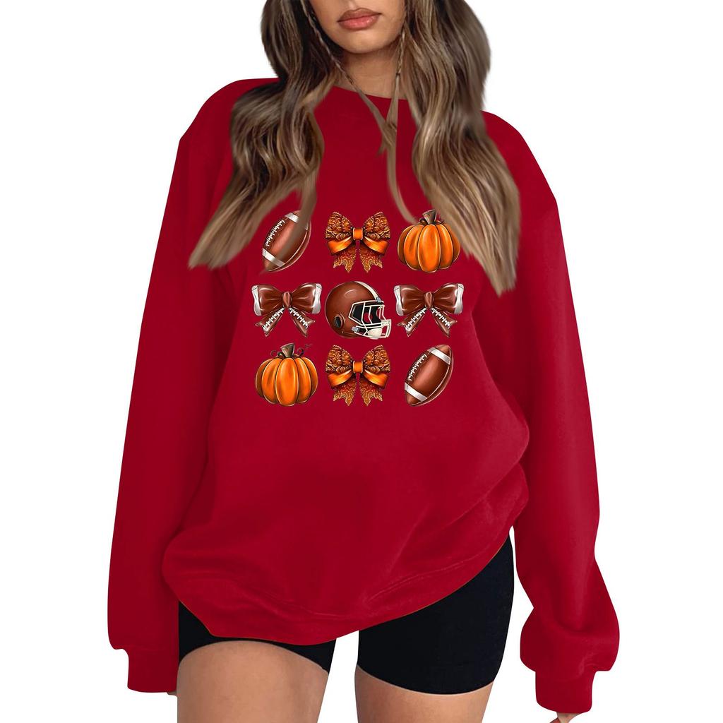 Women's Round Neck Long Sleeve Pullover Halloween Printed Top Sweatshirt