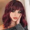 European and American black wig realistic curly hair female broken bangs water ripple short curly hair chemical fiber full head cover Bangs wigs