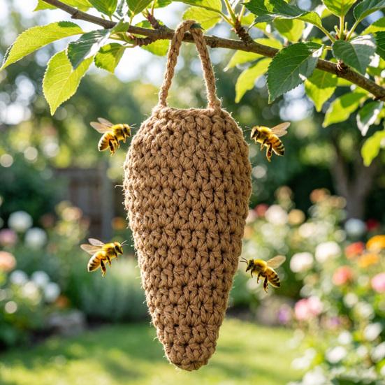 Honeybee Nest Deterrent Bag Cotton Woven Honeycomb Shape Hanging Storage Bag