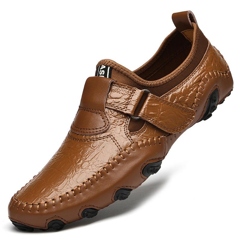 Осенняя мужская обувь для вождения из натуральной кожи, модная мужская обувь, корейская повседневная кожаная обувь, мужская дышащая нескользящая обувь на мягкой подошве