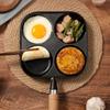 4-Hole Egg Frying Pan Non Stick Breakfast Omelet Pan with Wooden Handle Divided Versatile Omelet Pan Gas Induction Cooktop