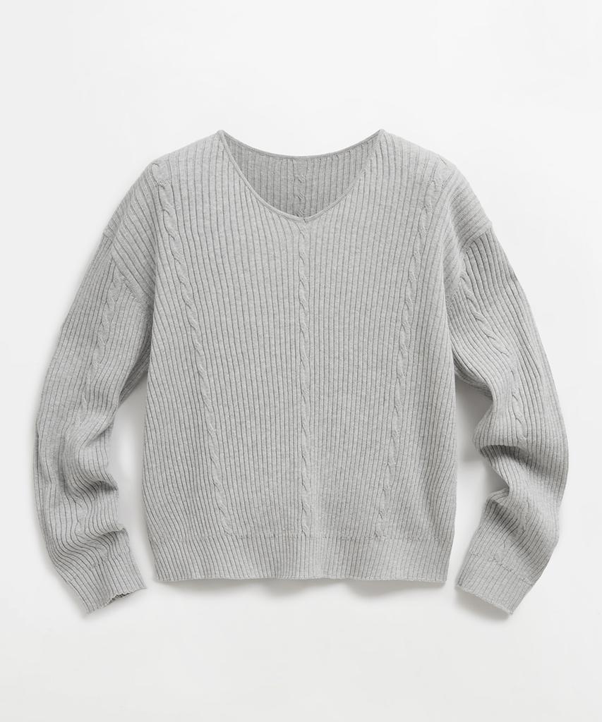 LMOOD Hatz Linen Cotton V-Neck Knit Melange Gray