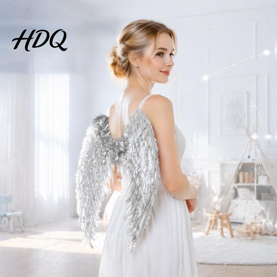 Christmas Angel Costume Wings for Kids Feathered Wing Dress Up Halloween Cosplay Accessory Fancy Dress Party Performance Dark Guardian