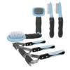 Pet Products Blue & Black Series: Massage Brush, Hair Detangling Comb, Rake Comb, Flea Comb.