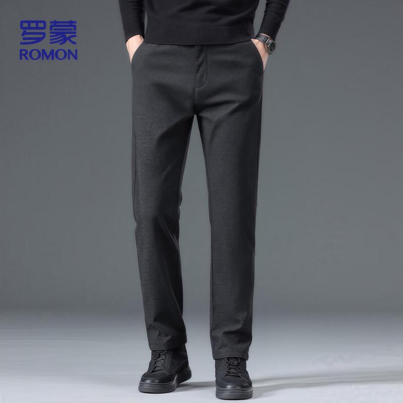 ROMON Men's Elastic Wrinkle-Free Business Casual Straight Leg Pants